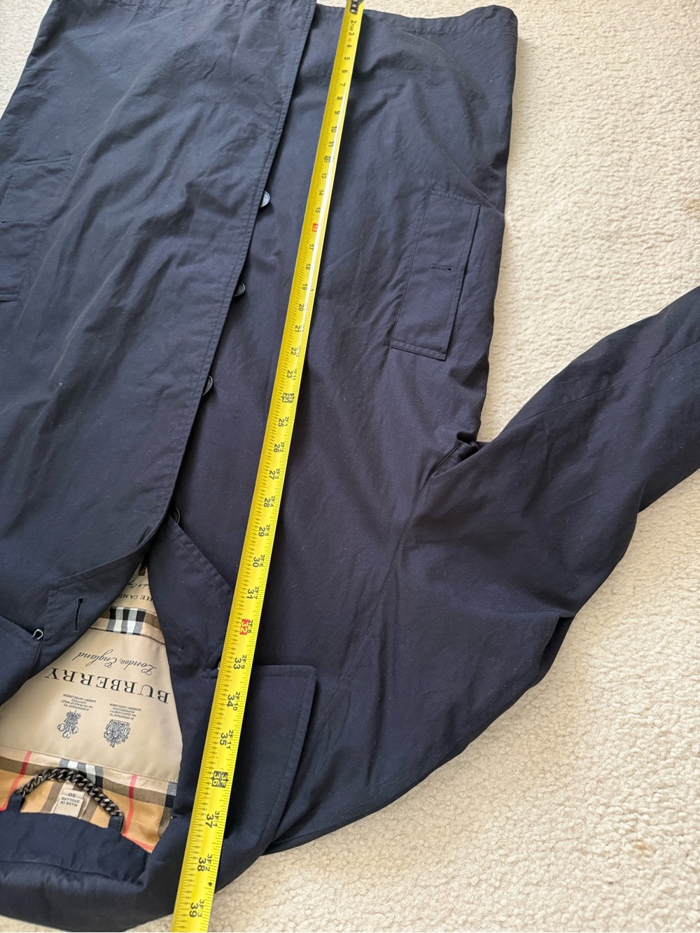 Burberry Navy Camden Trench Coat with Signature Check Lining size 50 - Picture 4 of 7
